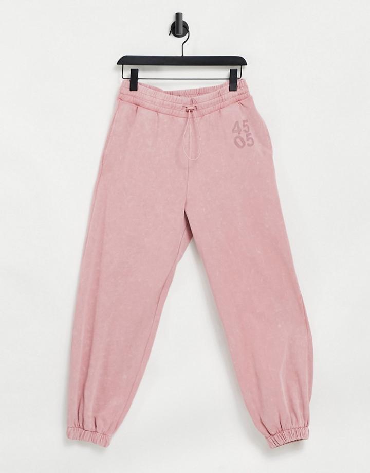 Asos 4505 Unisex Oversized Sweatpants In Acid Wash-pink