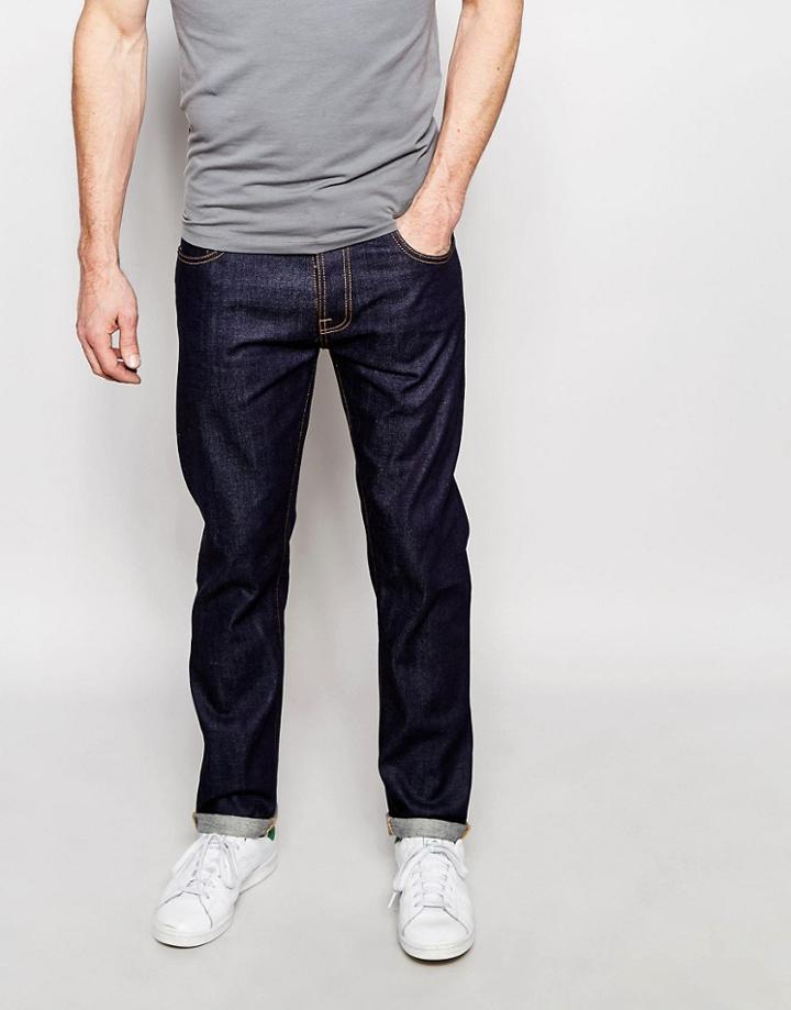 Nudie Jeans Steady Eddie Straight Fit Tonal Dry - Blue