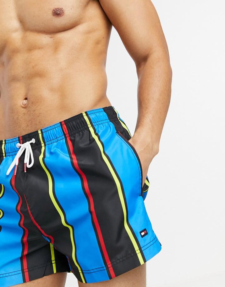 Tommy Hilfiger Swim Shorts With Small Logo In Blue Stripe-multi
