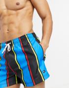 Tommy Hilfiger Swim Shorts With Small Logo In Blue Stripe-multi
