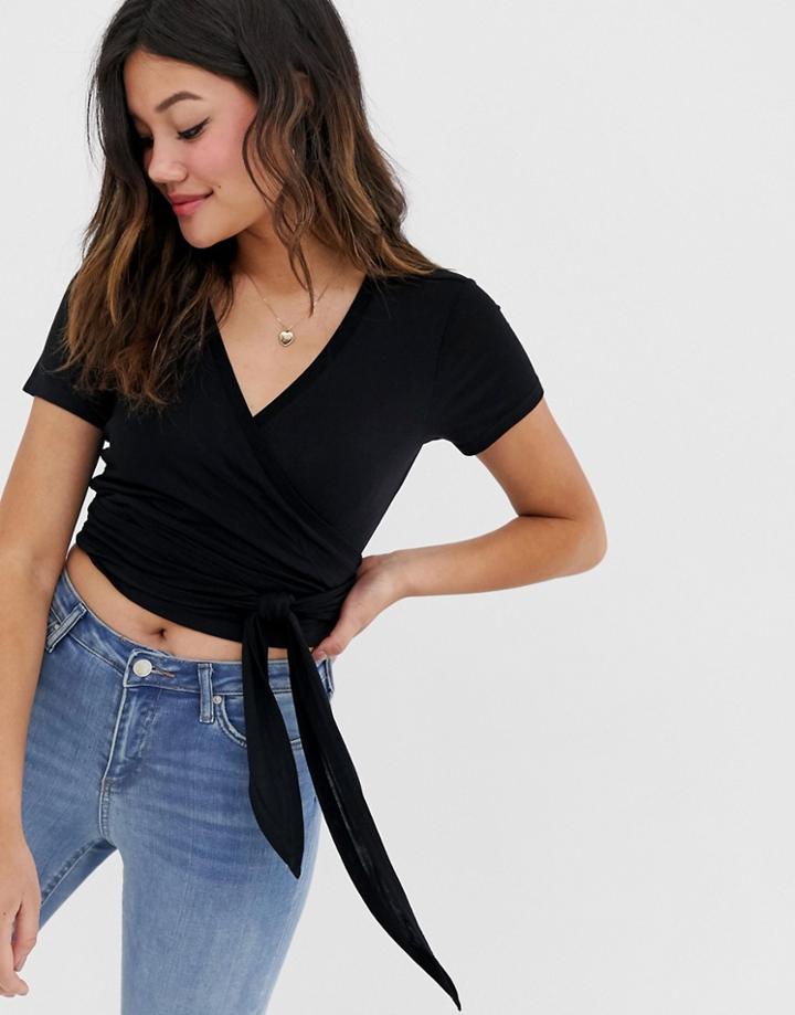 Asos Design Wrap Top - Black