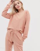Asos Design Lounge Organic Cotton Knitted Sweat - Pink