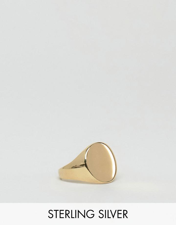 Asos Gold Plated Sterling Silver Signet Ring - Gold