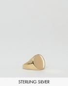Asos Gold Plated Sterling Silver Signet Ring - Gold