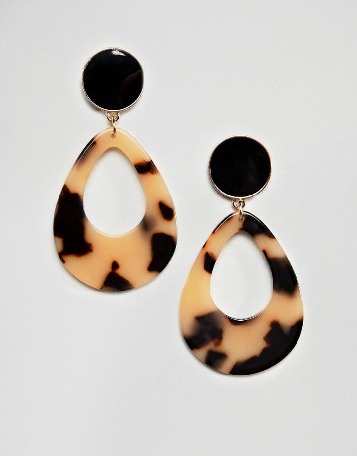 New Look Tortoise Teardrop Earrings - Brown