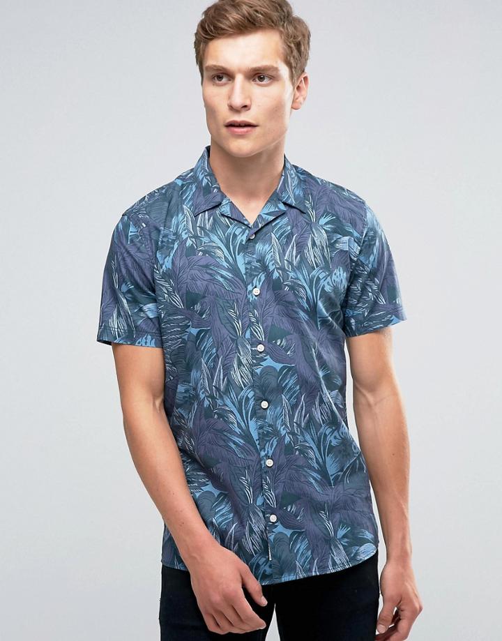 Minimum Gresham Printed Short Sleeve Shirt - Navy