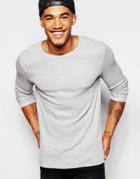 Asos Muscle Waffle Long Sleeve T-shirt - Gray