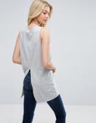 Asos Sleeveless Rib Top With Split Back - Gray