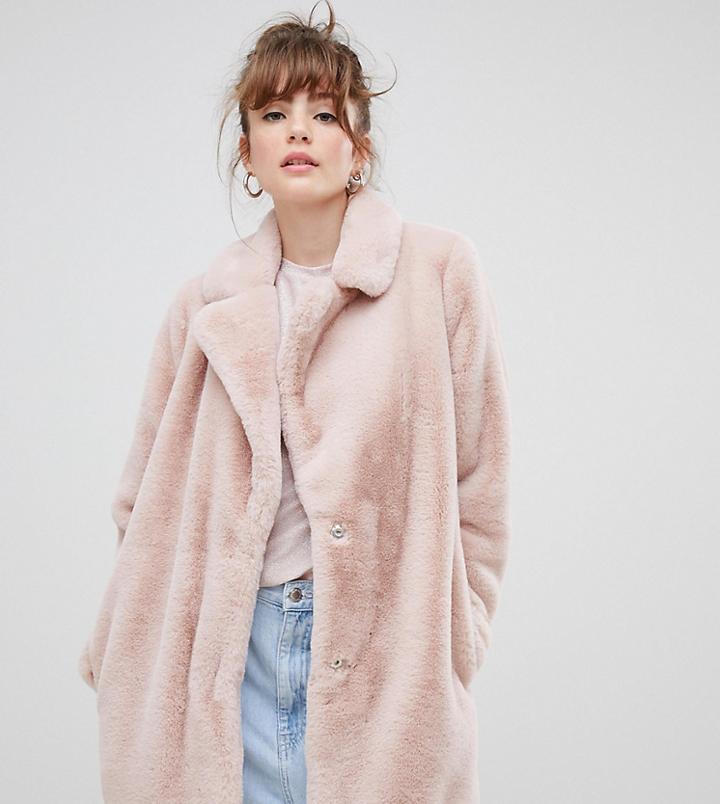 New Look Coat In Faux Fur - Beige