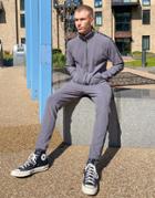 Mauvais Rib Track Sweatpants With Tape In Gray-green