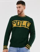 Polo Ralph Lauren Logo Chest Aran Knit Sweater In Green