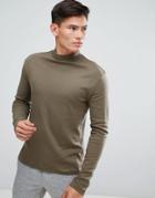 Kiomi High Neck Long Sleeve T-shirt In Khaki - Green