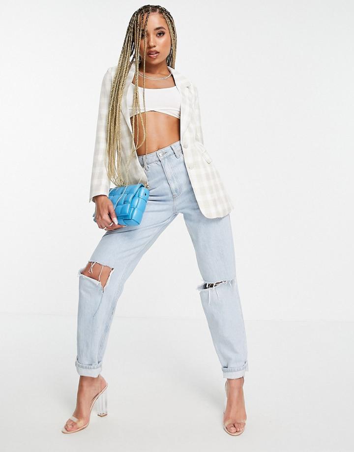 Unique21 Blazer In Beige Check-multi