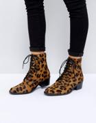Asos Aileen Leather Lace Up Boots - Multi