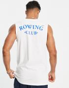 Jack & Jones Originals Oversized Tank Top With Rowing Club Back Print In White