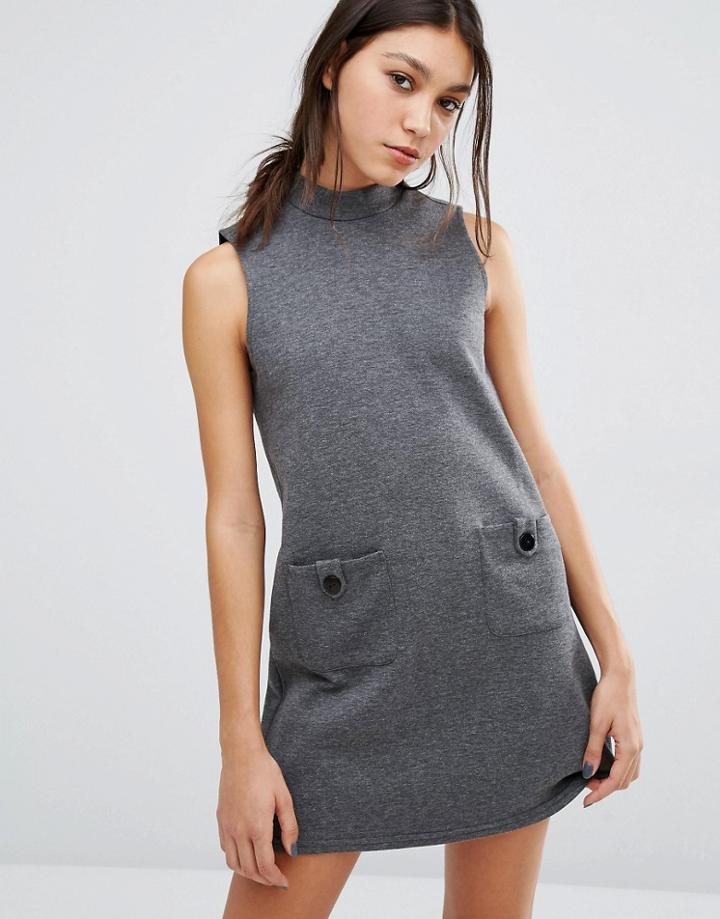 Vero Moda High Neck Swing Dress - Gray