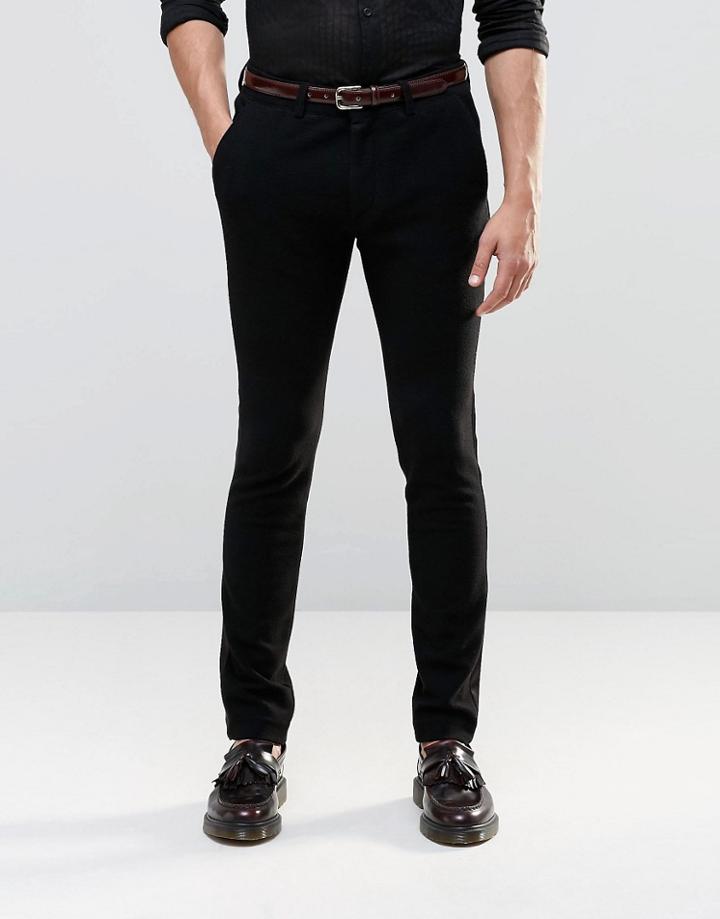 Asos Super Skinny Smart Pants In Jersey With Satin Panel - Black