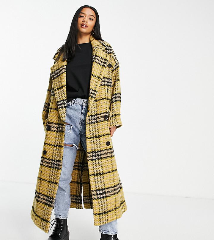 Topshop Petite Smart Yellow Checked Coat
