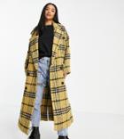 Topshop Petite Smart Yellow Checked Coat