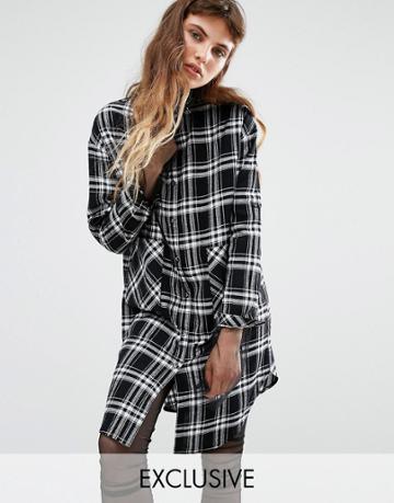 Seint Shirt Dress In Check - Black