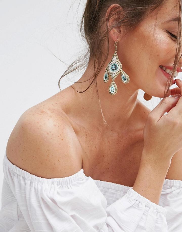 Asos Statement Beaded Festival Earrings - Blue