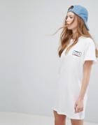 Rvca Oversized T-shirt Dress With Box Print - White