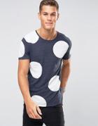 Selected Homme Plus T-shirt With Crew Neck And Large Dot Print - Navy