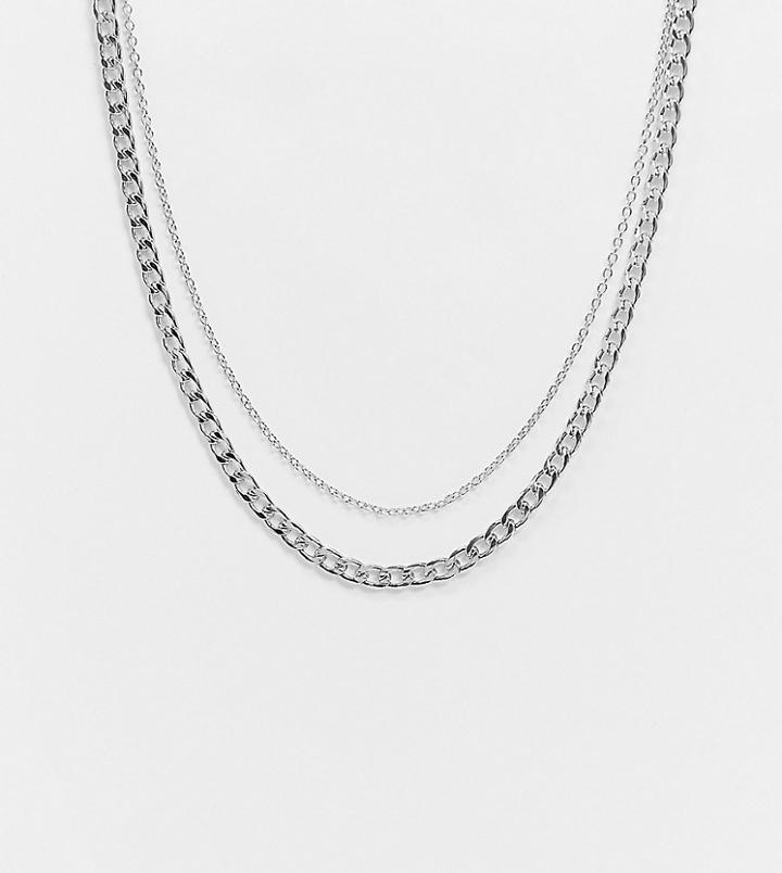 Designb London Curve Exclusive Multipack Two Single Chunky And Fine Silver Necklaces