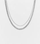 Designb London Curve Exclusive Multipack Two Single Chunky And Fine Silver Necklaces
