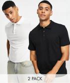 Asos Design 2 Pack Organic Blend Jersey Polo In Multi