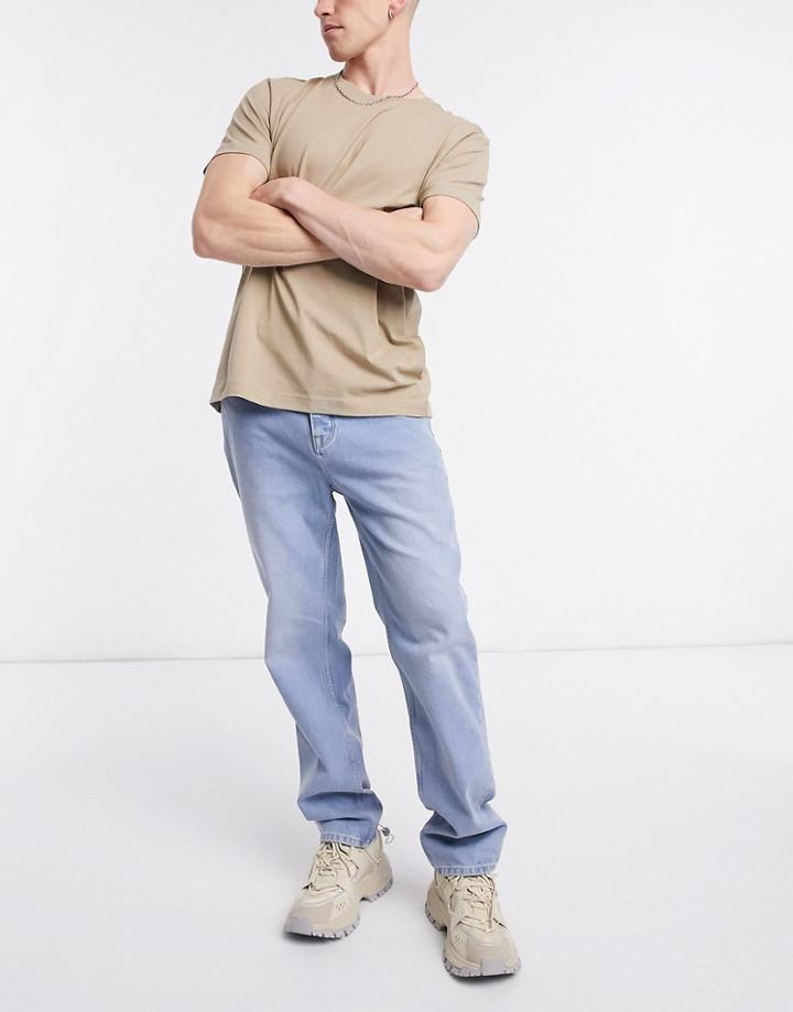 Asos Design Dad Jeans In Vintage Light Wash Blue