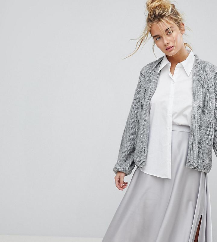 Oneon Hand Knitted Cable Cardigan - Gray