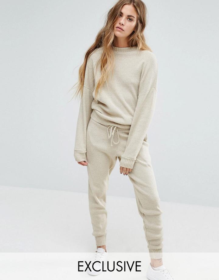 Seint Knitted Relaxed Track Pants Co-ord - Cream