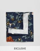 Reclaimed Vintage Floral Pocket Square In Navy - Navy