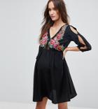 Asos Maternity Tall Dress With Embroidery - Black