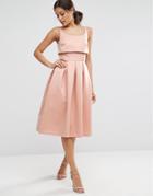 Asos Crop Top Prom Dress With Button Detail - Pink