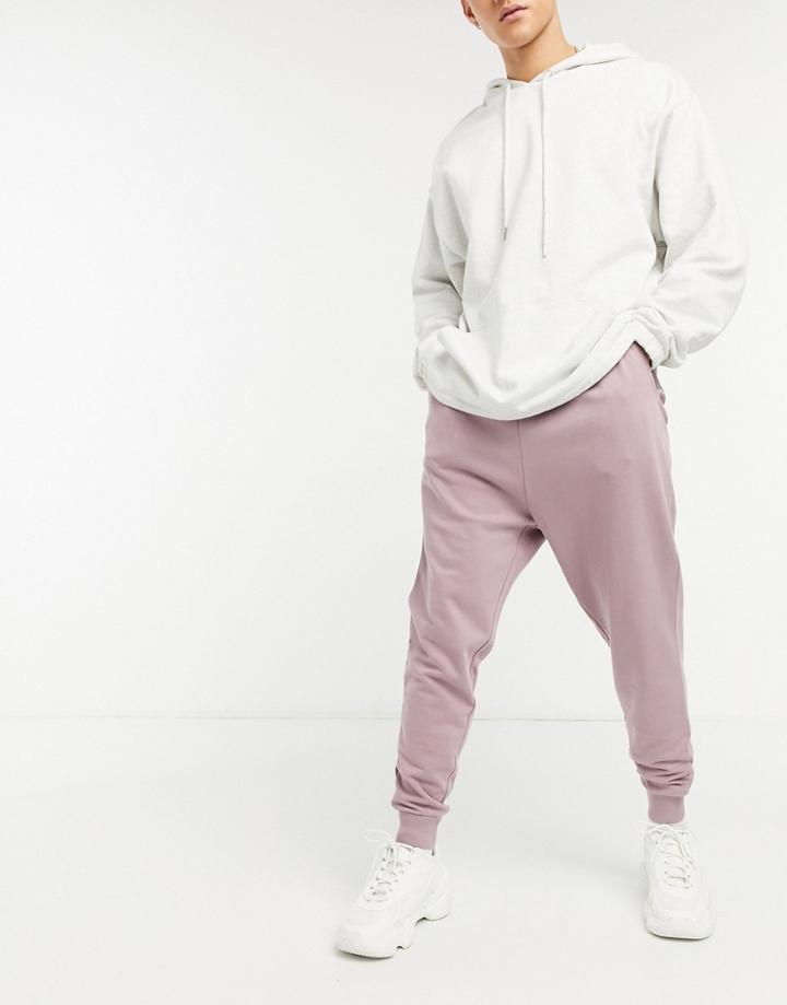 Asos Design Drop Crotch Sweatpants In Purple