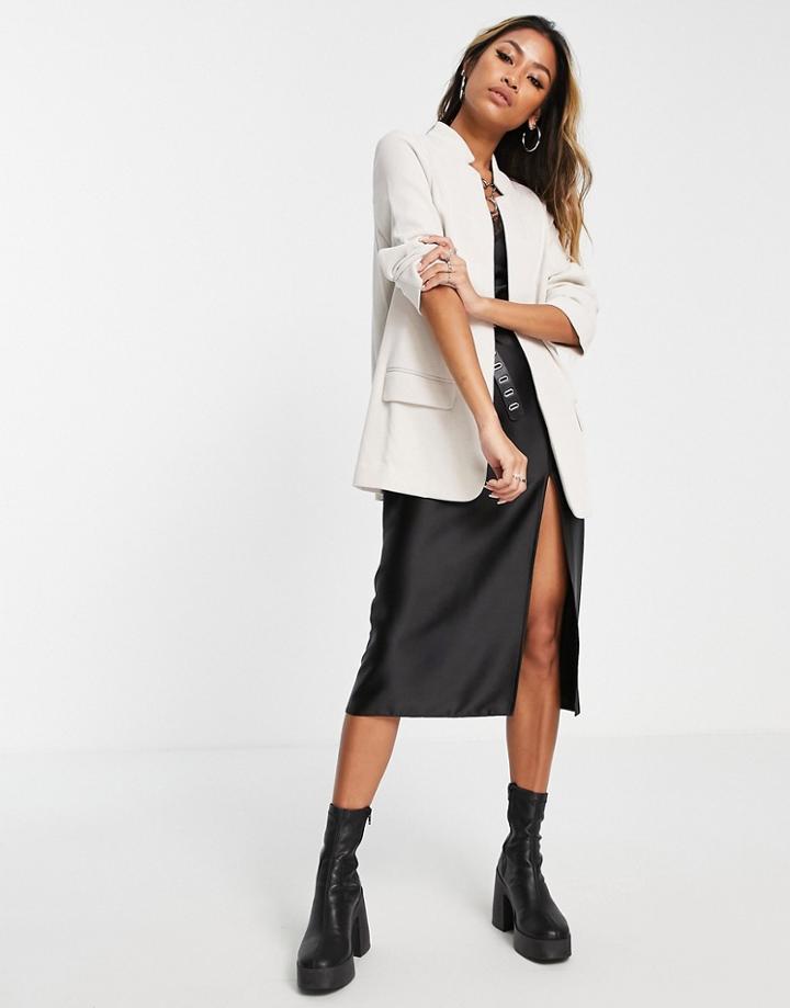 Topshop Jersey Blazer In Stone-neutral