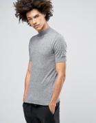 Asos Knitted Short Sleeve Turtleneck - Gray