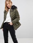 Qed London Padded Jacket With Hood - Green