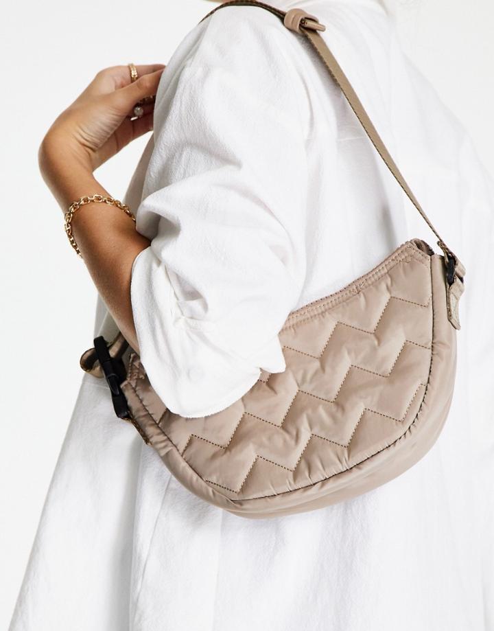 Topshop Quilted Shoulder Bag In Stone-neutral