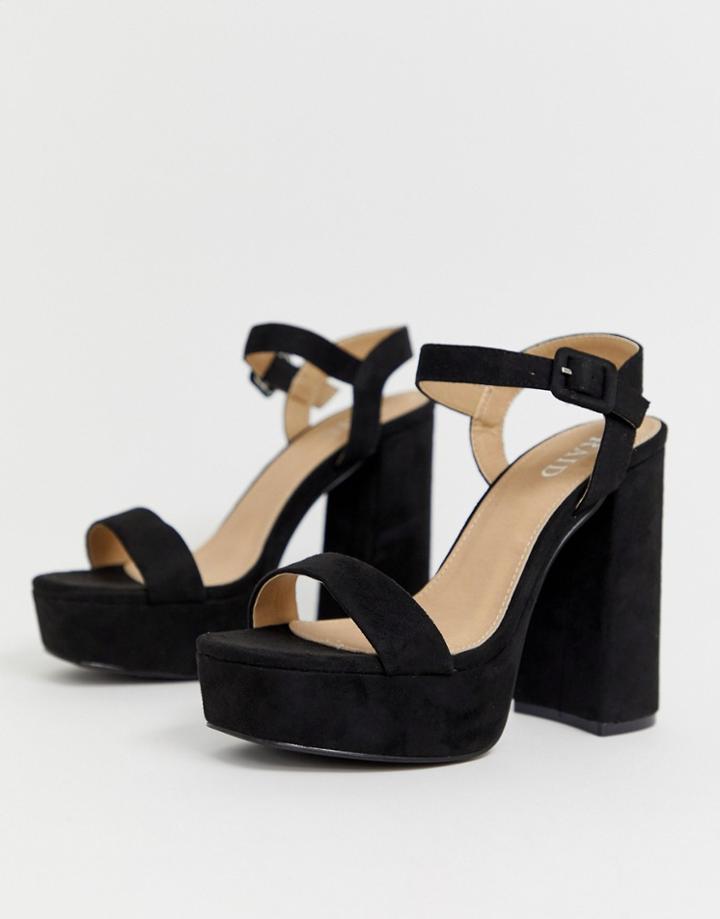 Raid Merida Black Suede Platform Sandals - Black