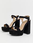 Raid Merida Black Suede Platform Sandals - Black