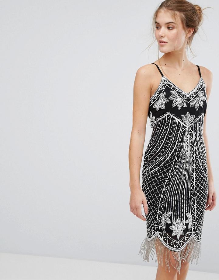 Frock And Frill Embellished Flapper Mini Dress - Navy