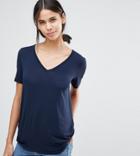 Asos Tall The New Forever T-shirt With Short Sleeves And Dip Back - Navy
