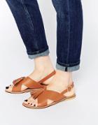 Asos Foxtrot Leather Tassel Sandals - Tan