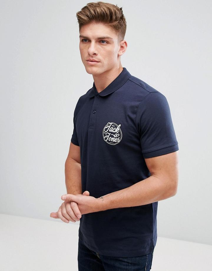 Jack And Jones Chest Polo - Navy