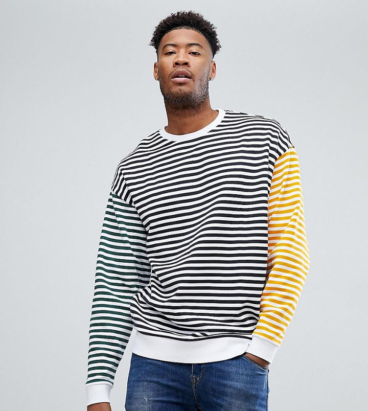 Asos Tall Oversized Sweatshirt With Contrast Stripes - Multi