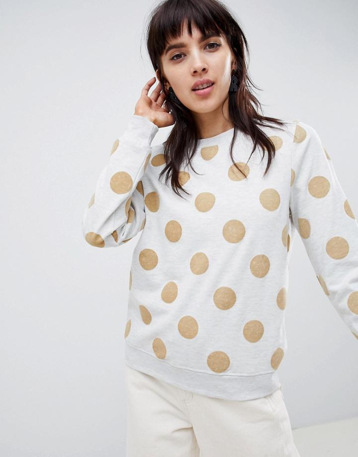 Ichi Polka Dot Sweatshirt - Gray