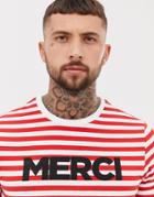 Asos Design Stripe T-shirt With French Slogan Print - Multi
